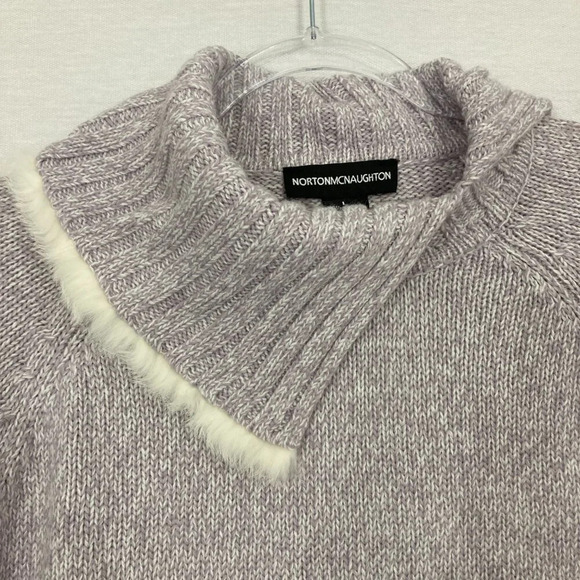 New Norton McNaughton Light Purple Fur Trim Soft Cozy Pullover Sweater Large - Picture 5 of 11
